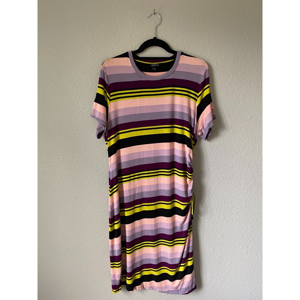 Torrid Multi Stripe Jersey Drawstring Side T-Shir… - image 4